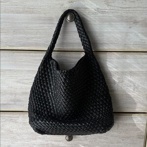 Elegant Black Woven Tote Bag